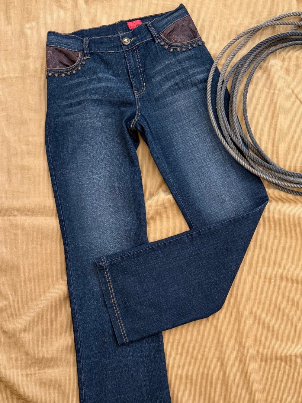 Western Detailed Dark Blue Denim Bootcut Jeans V Cristina